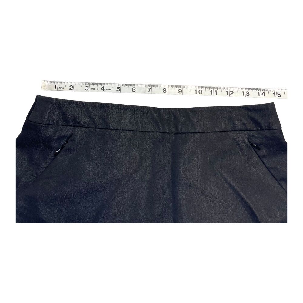 New York & Company A-Line Skirt Women's 6 Black Cotton Stretch Pockets Back Zip - Picture 4 of 7